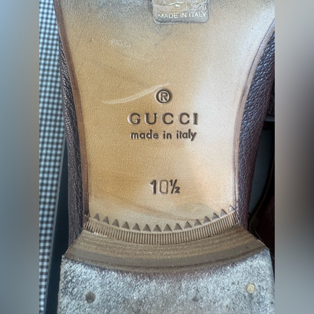 Gucci-Brown Leather Bonny Loafers-G/R/G Web,Gold HB & Collapsible Heel  10.5 - Picture 13 of 14